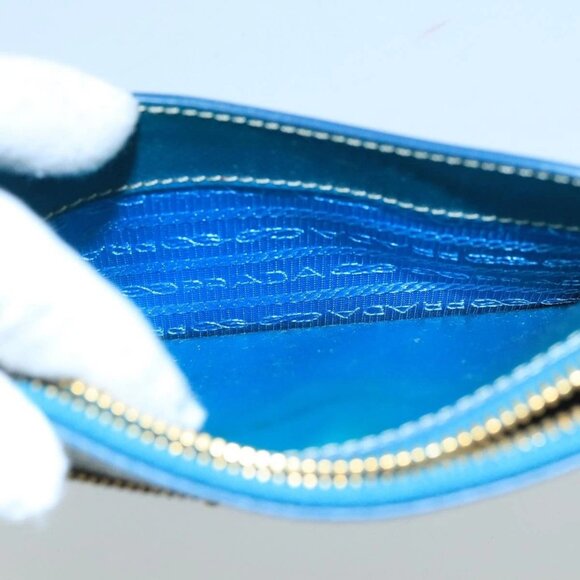 PRADA Shoulder Bag Safiano leather Turquoise Blue Gold Auth - Picture 12 of 16